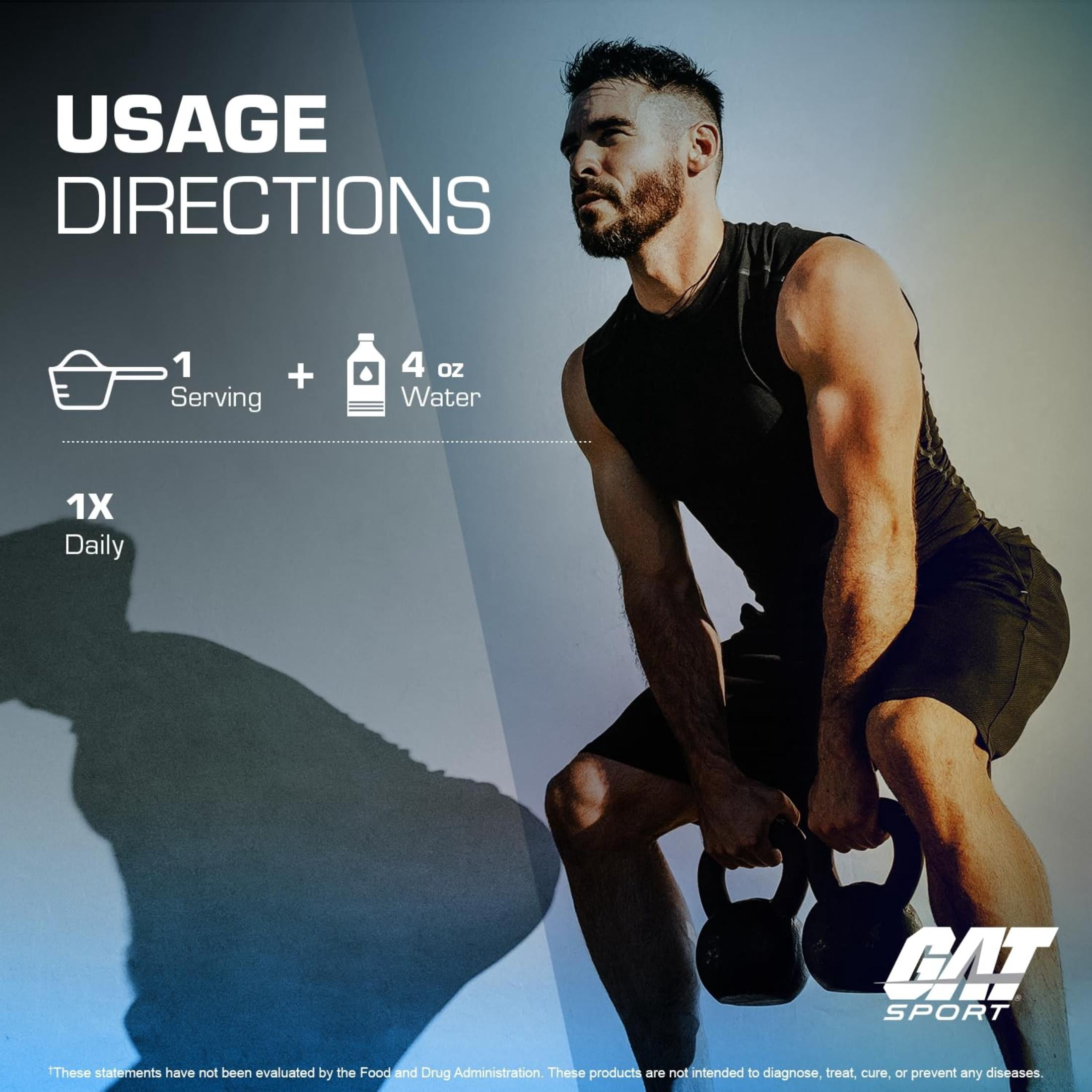 GAT Sport Creatine Monohydrate Powder Unflavored, 35.3 Oz, 200 Servings
