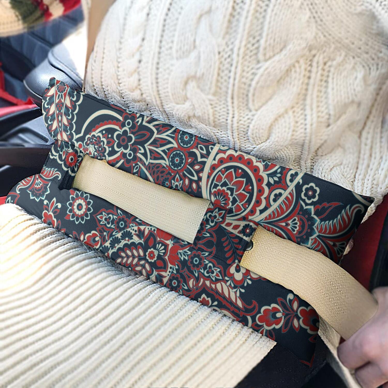 Mandala Inspired Paisley Heart Surgery Recovery Pillow - Lightweight Travel-Friendly Car Seatbelt Cushion for Patients
