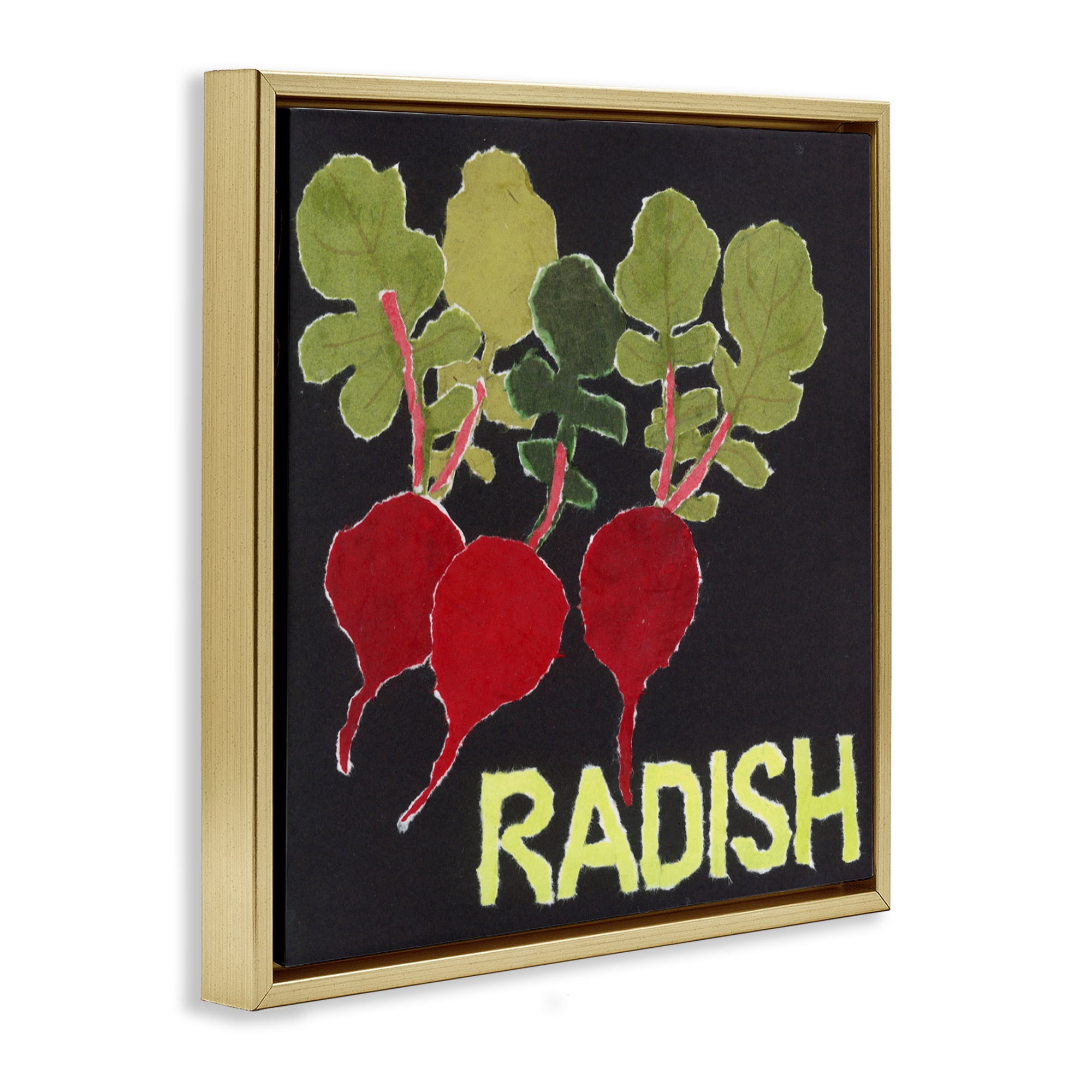 Stupell Industries Collaged Radish Vegetables Gold Framed Floater Canvas Wall Art, design by Nancy Overton
