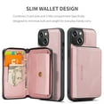 thumbnail image 2 of for iPhone 14 Plus Wallet Case, Minimalist Luxury PU Leather Magnetic Detachable Credit Card Holder, 2 in 1 Zipper ID Cash Slot, Magnetic Closure Kickstand Folio Flip Slim Cover,Pink, 2 of 8