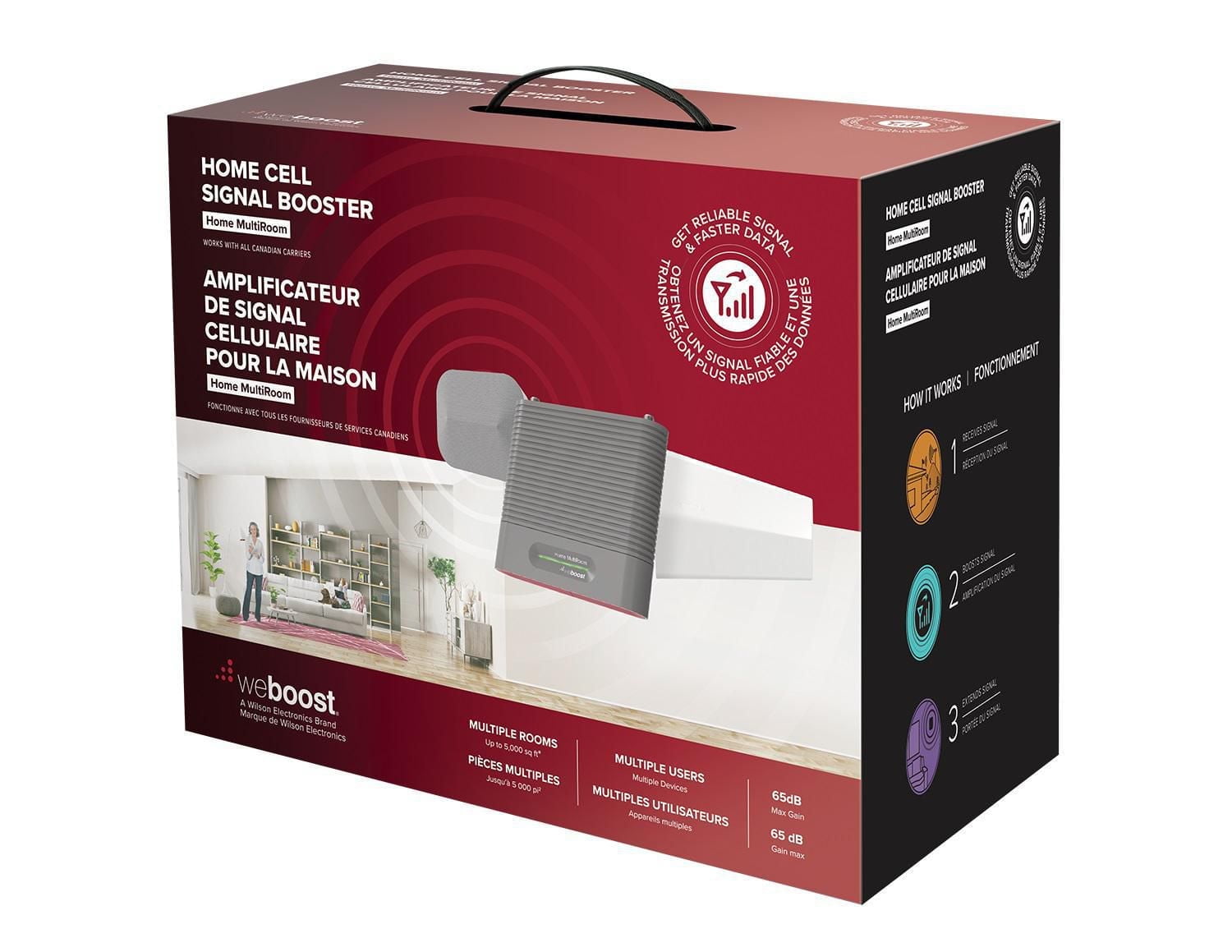 weBoost Home MultiRoom 65 dB Gain Cell Signal Booster - 5,000 Square Feet