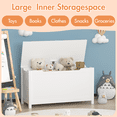 thumbnail image 2 of Kids Wooden Toy Box Storage, 31.5" Multifunction Storage Bench for Books Clothes Snacks Groceries, Bedroom Bed Stool with Safety Hinge, White, 2 of 9