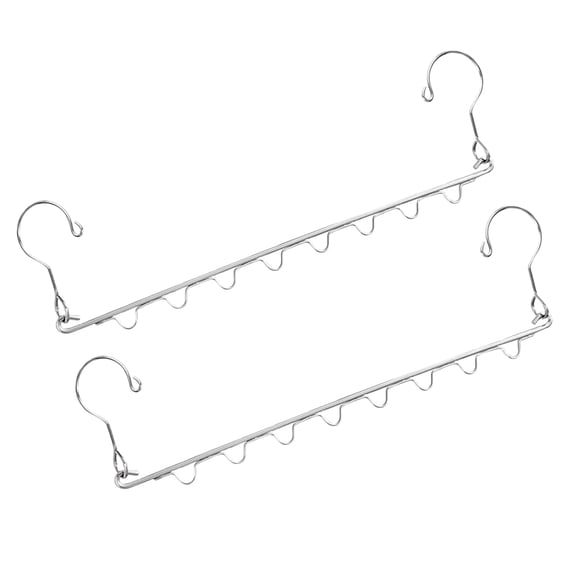 FOMIYES Clothes Hangers Organizer 8-Hole Plated Silver for Home Space Saving 2Pcs