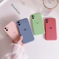 thumbnail image 2 of ML Solid Candy Color Love Heart Phone Case For iPhone 13 12 11 14 Pro Max XS Max XR X 8 7 14 Plus Soft Silicone Bumper Cover, 2 of 7