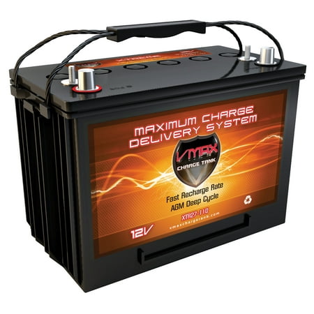 VMAX XTR27-110 AGM Marine Battery 12V 110Ah Group 27 Sealed Deep Cycle High (Best Deep Cycle Marine Battery Reviews)