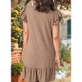 thumbnail image 4 of Robes d'Été pour Femmes à Volants Manches Courtes Smockées Col en V Décontractées Amples Ligne A Évasées Mini Robe Robe d'Été Kaki m, 4 of 7