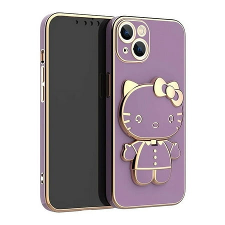 Hello Kitty Mirror Holder Stand Plating Case For Huawei Honor 10 10i 20 20S 30 30S 50 Lite 60 SE 70 80 GE GT 90 Pro Soft Cover