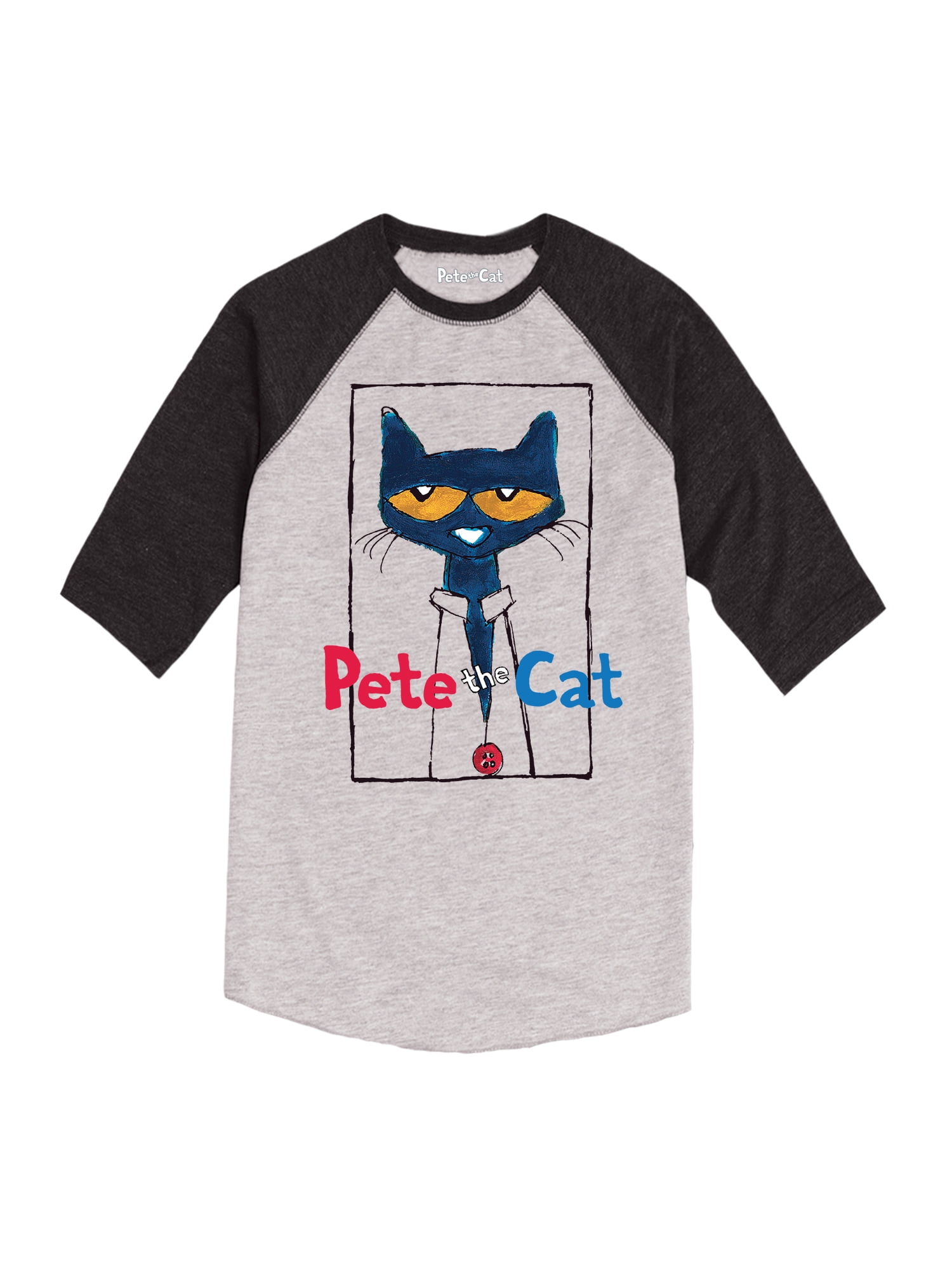 Pete The Cat Frame with Button Youth Raglan