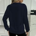 thumbnail image 4 of lulshou Women's Fall & Winter Sweater Loose Solid Small Cable Knit Half Zip Top Long Sleeve Soft Pullover, Navy, XL, 4 of 7