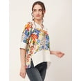 thumbnail image 3 of Moomaya Printed Tunic Tops For Women, Quarter Sleeve, High Low Hem Casual Top Tee, 3 of 9
