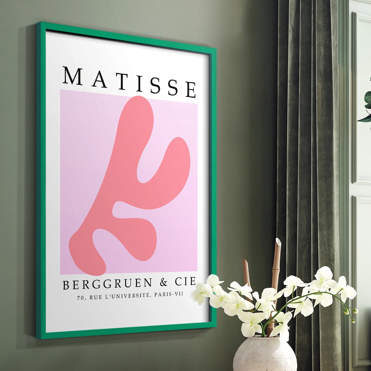 Matisse CCCLIII in Green Solid Wood 22 x 28 Framed Print