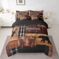 thumbnail image 2 of Homewish Farmhouse Bear Deer Wildlife Bedding Comforter Set 7pcs, Rustic Adventure Queen Bedding Sets, Vintage Brown Patchwork Reversible Queen Sheet Sets, Microfiber Bedroom Decor, 2 of 7