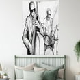 thumbnail image 4 of Jazz Music Tapestry, Illustration of a Jazz Band Musicians Playing Drum music Concert Performance, Wall Hanging for Bedroom Living Room Dorm Decor, 60W X 80L Inches, Black White, by Ambesonne, 4 of 5