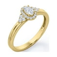 thumbnail image 4 of JeenMata 7-Stone Halo Cluster Oval Cut Diamond Double Band Engagement Ring in 10K Yellow Gold, 4 of 6