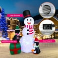 thumbnail image 2 of Costway 6 FT Inflatable Snowman & Penguins Christmas Decor w/Colorful LED Lights, 2 of 10
