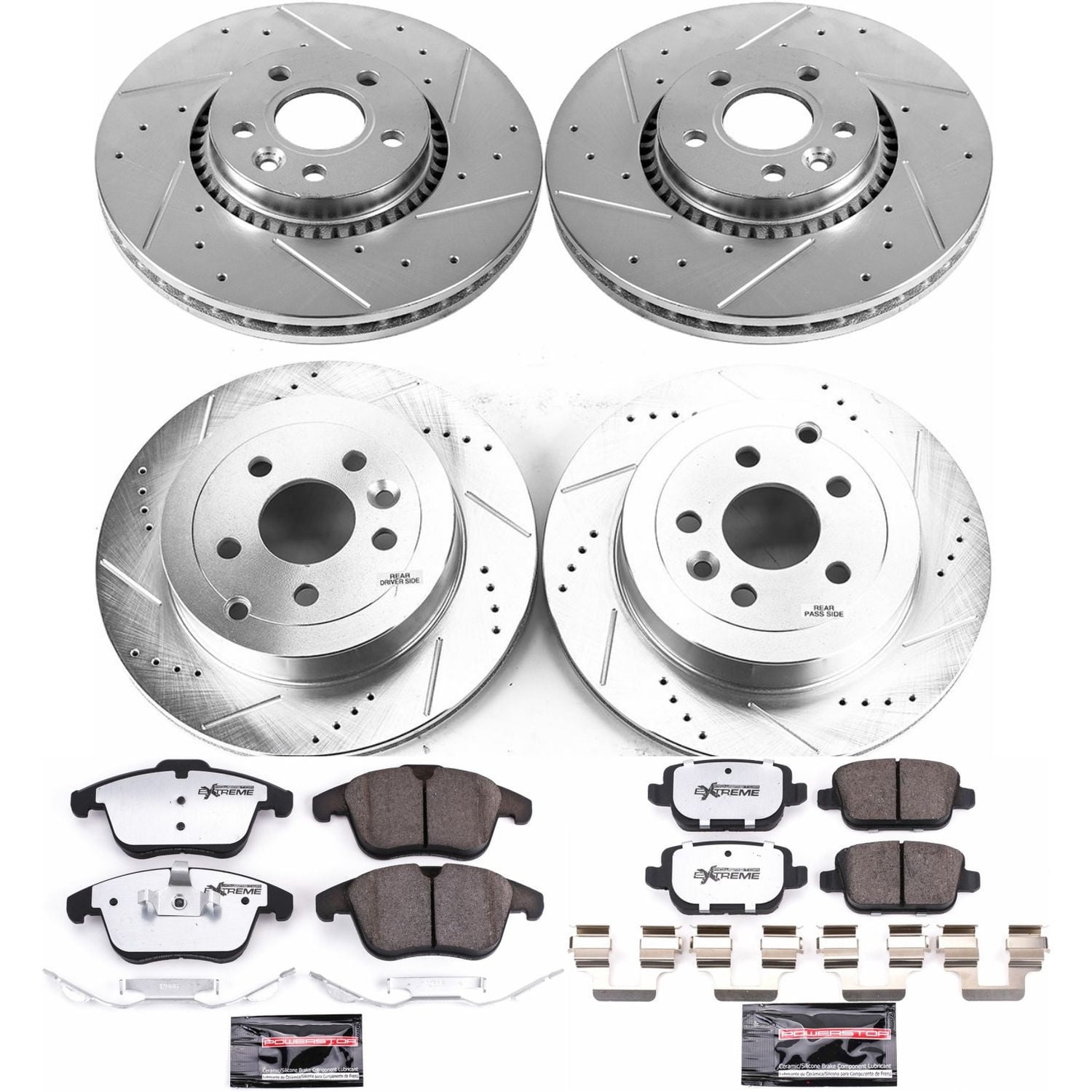PowerStop Front and Rear Z36 Truck & Tow Carbon-Fiber Ceramic Brake Pad and Drilled and Slotted Rotor Kit Fits: LAND ROVER Select Models K5616-36