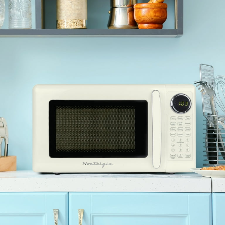 Nostalgia Retro 700W Microwave Oven – 0.7 Cu Ft Capacity – Ivory