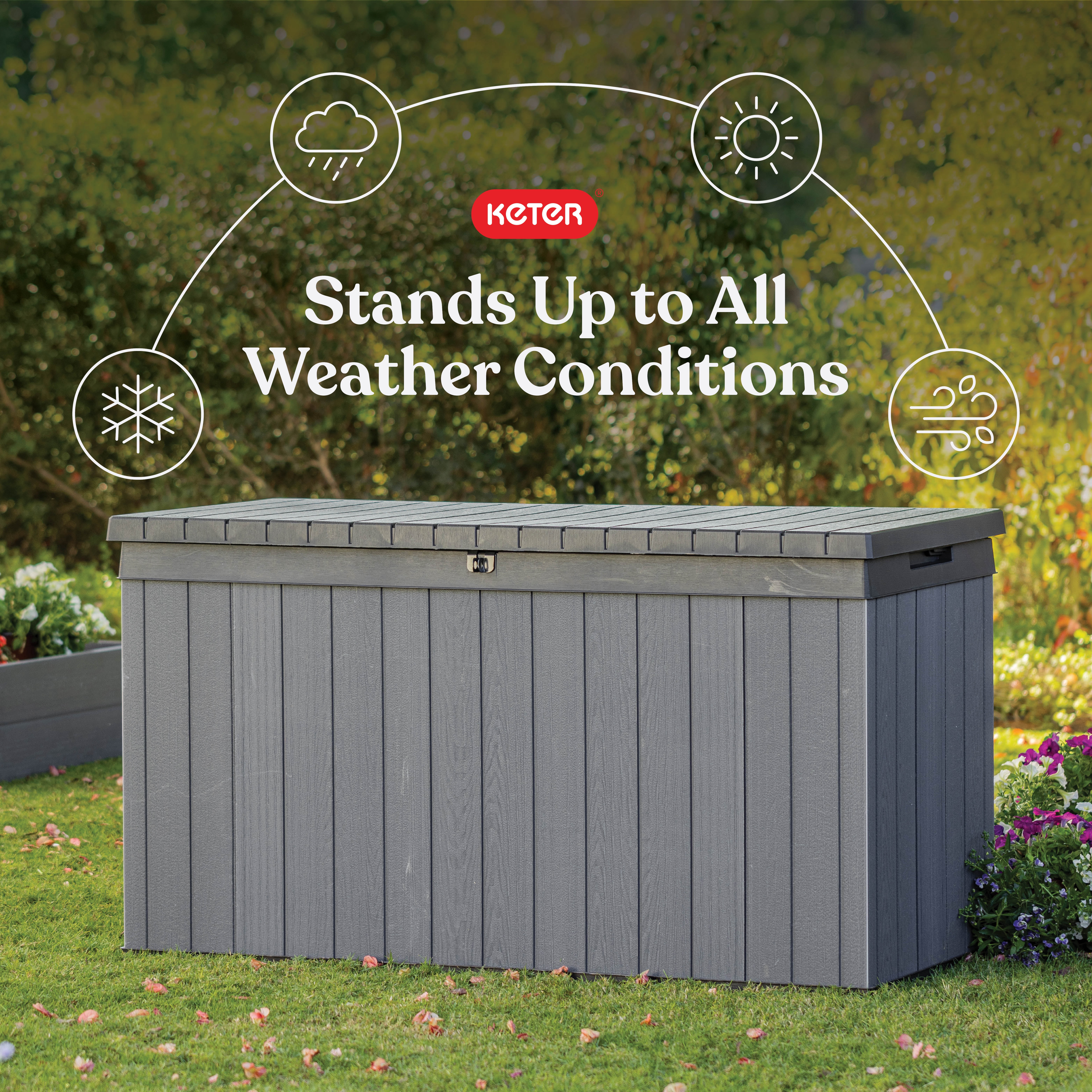 Keter Darwin 150 Gallon Durable Resin Outdoor Deck Box Storage Organization, Graphite