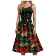 thumbnail image 4 of UngA Christmas Womens Dress Sleeveless Spaghetti Straps Xmas Dresses Printed A-Line Swing Evening Women's Party Dress,Size M, 4 of 4