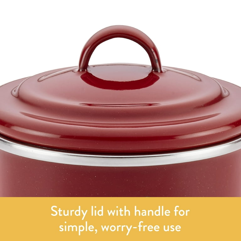 Red Enameled Handle/Canister Lids Wide Mouth