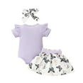 thumbnail image 6 of Zanarzt Baby Girl Romper Baby Girl Clothes Romper Short Skirt with Headband Outfits Set Purple,9-12 Months, 6 of 7