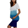 thumbnail image 2 of gakvbuo Maternity Dress For Photoshoot Womens Short Sleeve Breast-Feeding Maternity Nursing Dress Bodycon Pregnancy Scoop Neck Ruched Midi Fitted Dresses For Women 2405, 2 of 7