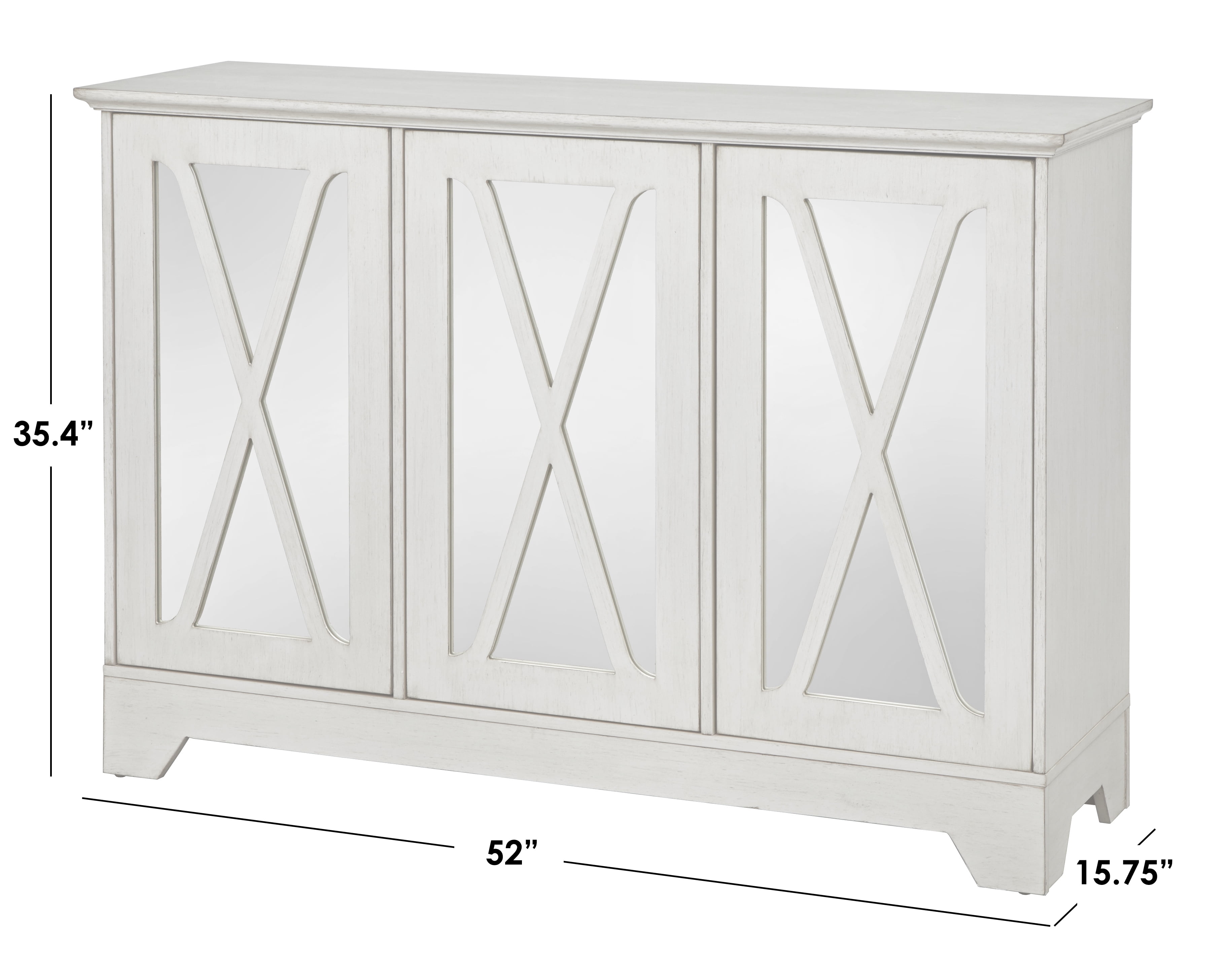 TMS Reflections Transitional 52” Wide Dining Room Sideboard Buffet with Mirrored Doors, 35.4” High, Black Finish