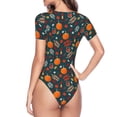 thumbnail image 4 of Naloa Autumn with Pumpkins Women's Short-Sleeved Onesie, One-Piece Swimsuit for Parties, dates, clubs - Large, 4 of 9
