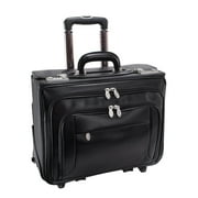 Sheridan Leather Detachable-Wheeled Laptop Case - Black