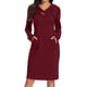 thumbnail image 2 of Vestido de manga larga con capucha y bolsillos para mujer, corte ajustado, estilo informal, 2 of 5