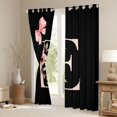thumbnail image 3 of Erosebridal Black Pink Letter E Floral Bow Print Curtains Pack of 2 (42x84 Each), Monogram Style Curtains Blackout for Girls, 3 of 6