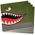 thumbnail image 1 of Halloween WWII Flying Tiger Fighter Shark Nose Art Set of 4 Square Coasters, 1 of 1