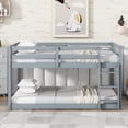 thumbnail image 2 of Leumius Twin over Twin Floor Bunk Bed with Ladder ,Upper and Bottom Bed Platforms Crafted with Strengthened Slats for Boys Girls Grey, 2 of 9