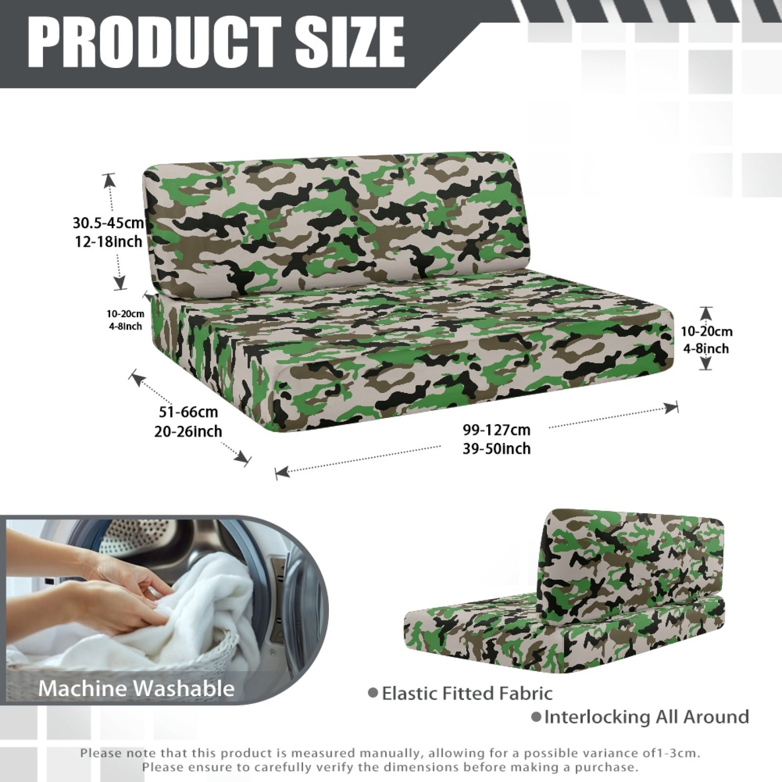 Kuiaobaty Camouflage Green Pattern Washable RV Dinette Cushions Covers Universal Fit RV Camper Car Bench Camper Cushion Slipcovers Rv Couch Cover Home & Kitchen Accessories