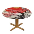 thumbnail image 3 of JEUXUS  Modern Japanese Mount Fuji Florals Round Tablecloth Washable Table Cover Abstract Spring Japan Cherry Blossom Bird Red Sun Tablecloths for Kitchen Dining Room Holiday Table Decor, 3 of 7