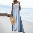 thumbnail image 2 of Rutainlusire Women's Striped Jumpsuits with Pockets Sleeveless Loose Fit Fashion Wide Leg Trousers, 2 of 7