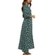 thumbnail image 5 of Lucakuins - Vestido largo para mujer, manga 3/4, estampado floral, cuello en V, informal, cintura alta, bohemio, fiesta, ropa de playa Lucakuins  moda, 5 of 8