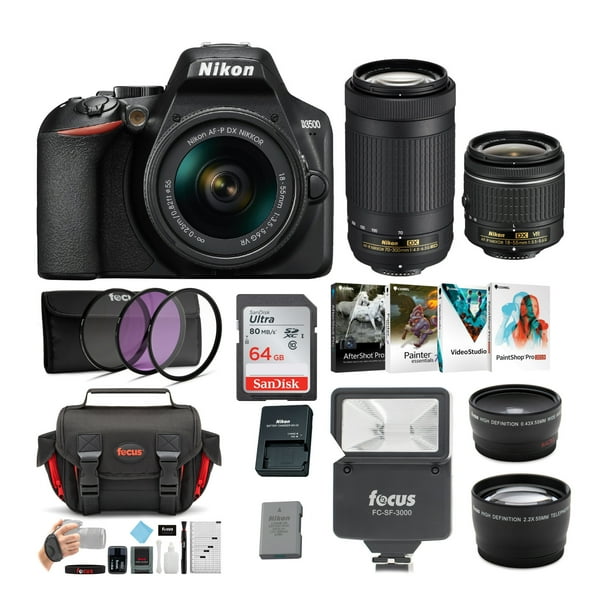 Nikon D3500 DSLR Camera with 1855 and 70300mm Lenses and 64GB