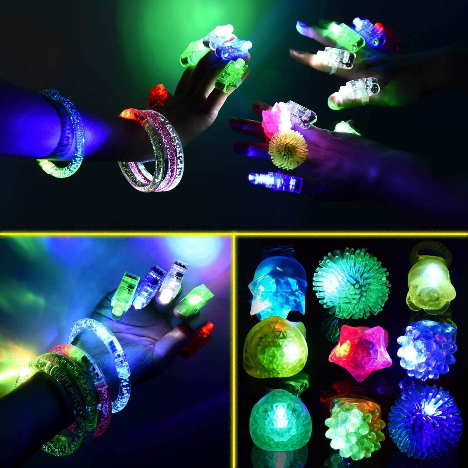 67Pcs Led Light Up Toys Party Favors Glow in the Dark Finger Lights Glasses 