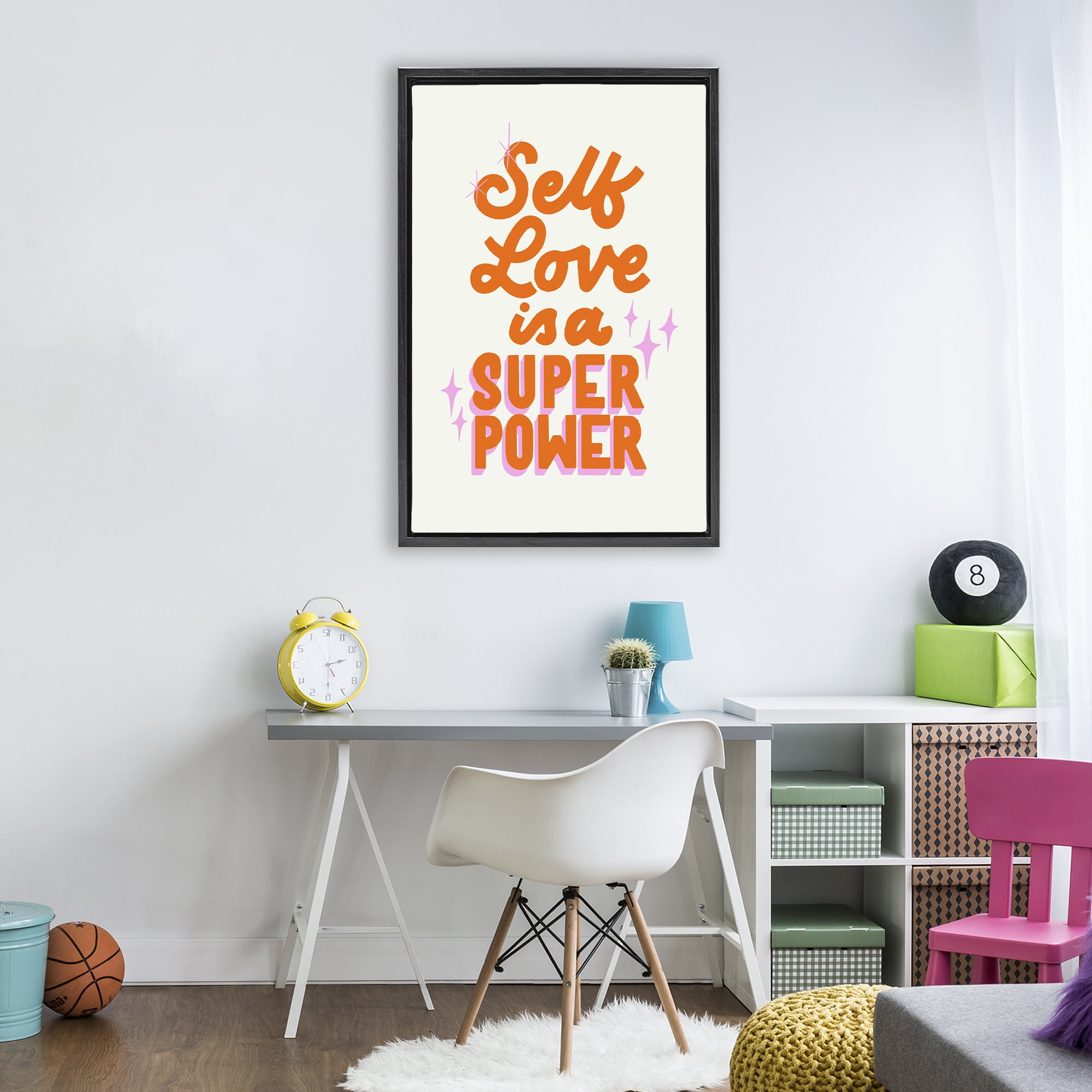 Stupell Industries Self Love Is Superpower Black Framed Floater Canvas Wall Art, design by Indira Prieto | IndySign