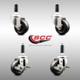 thumbnail image 2 of 3 Inch 316SS Soft Rubber Swivel 3/4 Inch Expanding Stem Caster Set 2 Brake SCC, 2 of 2