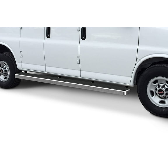 2003-2019 Chevy Express/ GMC Savana 1500/2500/3500 Van (Full Size) For 3 Door Models Only Hairline Finish 6 Inch Van Door to Door Side Bar Side Step Running Board