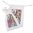 thumbnail image 2 of LOL Fabric Pouch Set of 2, Laughing out Loud Woman with Closed Eyes Pop Art Young Lady and Comic Speech Bubble, Small Drawstring Bag for Toiletries Masks and Favors, 9" x 6", Multicolor, by Ambesonne, 2 of 2