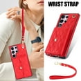 thumbnail image 2 of Case for Samsung Galaxy S23 Ultra, Crossbody Wristlet Case Wallet with RFID Blocking Card Slots KickStand Flip Folio PU Leather Magnetic Protective Cover Women for Samsung Galaxy S23 Ultra, Red, 2 of 9