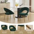thumbnail image 4 of NEW 061-Set of 1 Teddy Fabric Dining Chairs With Curved Backrest and Golden Metal Legs for Kitchen or Dining Room ,Green, 4 of 9