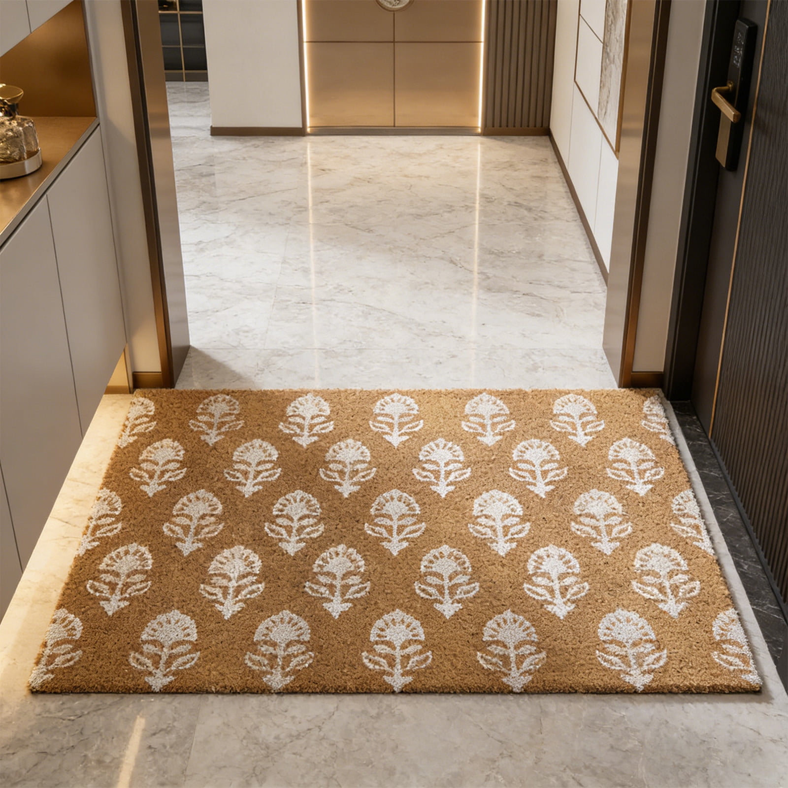 Bxaolu Welcome Doormat Outdoor Indoor Entrance Floral Door Mat Non Slip Entryway Front Back Door Floor Mat Inside Outside Washable Carpet Mat for Patio Hallway Porch, 19.6"x31.5"
