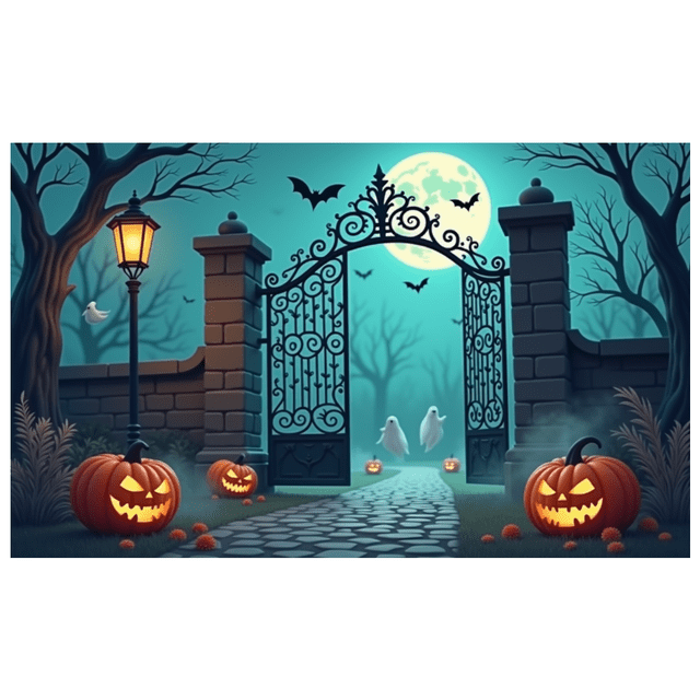 Halloween Theme Decorative Banner Spooky Atmosphere Jack o Lanterns Gate Design for Outdoor Decorating Holiday Party Night