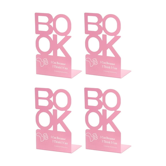 Uxcell Metal Bookend with Alphabet Shaped, 4.13x5.04x8.07'', Pink 2 Set