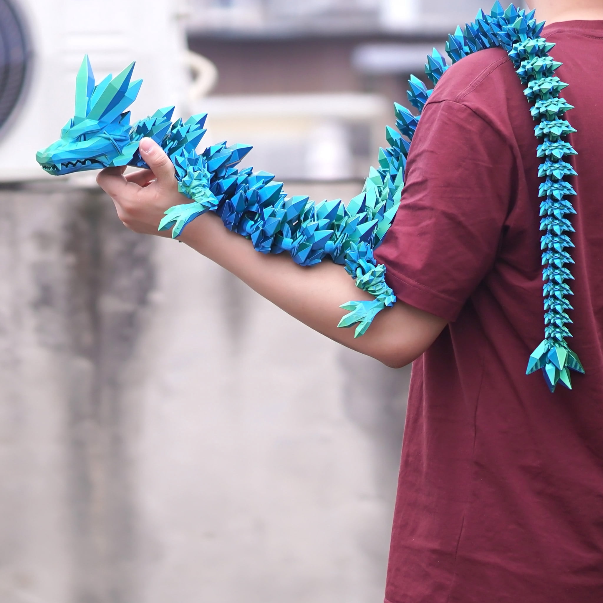 48.82inch 3D Printed Crystal Dragon,Flexible Joint Animal lacertid Figurines,Realistic Eyes, Home Office Decor,Fidget Toy for Adults Teens Boy Festival Gifts