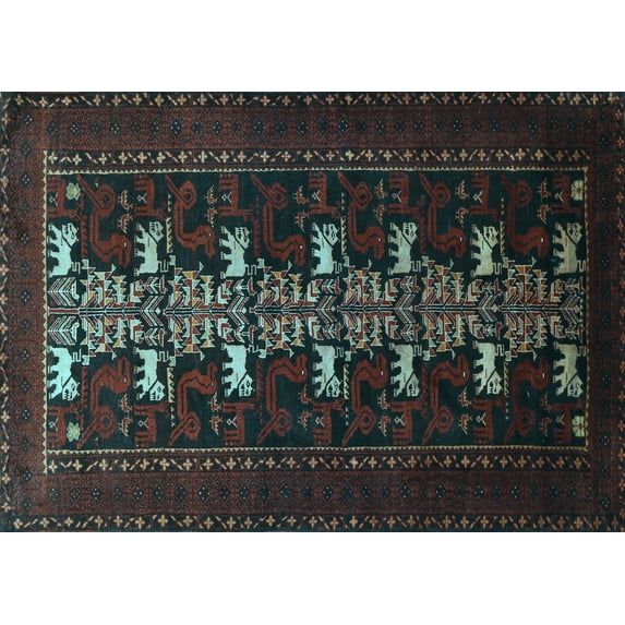 Ahgly Company Indoor Rectangle Animal Light Blue Traditional Area Rugs, 7' x 10'